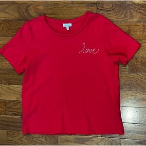 Ella Moss Red "Love" Tee Women's Large